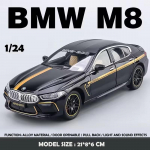 2024 Uus Simuleerimine 1:24 BMW M8 Supercar sulamist automudeli heli ja valgus, t&otilde;mmake tagasi survevalatud laste m&auml;nguasjade kollektsiooni s&uuml;nnip&auml;evakingitus must