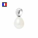 Ripats &ndash; Compagnie G&eacute;n&eacute;rale des Perles &ndash; 0,10 Ct teemandid &ndash; 9&ndash;10 mm kultiveeritud p&auml;rl &ndash; 18 Ct valge kuld