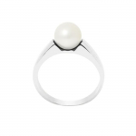 PERLINEA - Bague V&eacute;ritable Perle de Culture d'Eau Douce Ronde 7-8 mm - Colori Blanc Naturel - Argent 925 Milli&egrave;mes - Bijou Femme