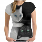 2023. aasta moodsad naiste T-s&auml;rgid Loomade 3D-prindiga topid L&uuml;hikeste varrukatega T-s&auml;rk Suvine Kawaii Cat Graphic T-s&auml;rgid Lahtised &uuml;lisuured riided S