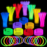 100 tk Glow Sticks hulgi 8 k&auml;ev&otilde;rud kaelakeed, Glow in the Dark Neoon, lihav&otilde;ttep&uuml;had, jalgpall, Halloweeni peo tarvikute pakk Pack of 200