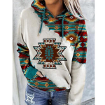 Naiste Plus Size Pullover Hoodie Pikkade varrukatega &Uuml;markaelus Etnilise tr&uuml;kiga dressipluus S punane