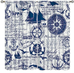 Vintage Ankur Kardinad Mereteemaline Element Laev Purjetamine Reisimise Teema Kardin Elutuba Poiste Magamistuba Akna Kardinad 2 Paneeli Komplekt W55 X H120cm X 2&HOOK white