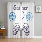 M&auml;ngi M&auml;ngu Must Valge Multifilm Graffiti T&uuml;llkardinad Elutuba Magamistuba K&ouml;&ouml;k Dekoratsioon Sifon &Otilde;huke Voile Aknakardinad W135 x H115cm x1&Rod Pocket white