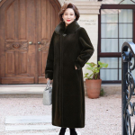 Mom's Winter Fashion Faux Mink kasukas keskealistele ja eakatele naistele, kunstkarusnahast mantel pika kapuutsiga p&otilde;lvede paksenemiseks XL