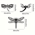 3 tk Metallist Dragonfly seinakaunistus Maal&auml;hedase musta siluetiga figuurid koju elutuppa magamistuppa erineva suurusega aiakunst must