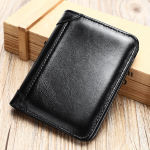 Vintage Ehtsast Nahast Rahakott Meeste M&uuml;ndikott RFID Vargusvastane Kiipkaarditasku Mitme Kaardipesaga L&uuml;hike Kolmeks Volditav Rahaklamber must