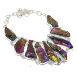 Peacock Titanium Aura Gemstone 925 Sterling Silver Jewelry Necklace 18 g2n41