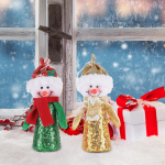 2Pcs Christmas Snowman Dolls Light up Ideal Gift Decorations for Window Bedroom Xmas