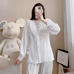 Naiste seksikas pidžaamakomplekt, 2tk, s&auml;rk ja p&uuml;ksid, samet V-kaelusega pitsist p&uuml;kskost&uuml;&uuml;mid lahtised koduriided salongir&otilde;ivad pikkade varrukatega pidžaamad M