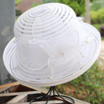 Elegantne Pearl dekoratiivne p&auml;ikesem&uuml;ts - hingav organza lilledega pitsist &auml;mbrik&uuml;bar laia &auml;&auml;rega kaitseks suvises v&auml;litingimustes - p&auml;ikesevarjum&uuml;ts M（56-58cm） khaki