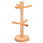 Puidust kruusihoidik, 6 konksu, vastupidav multifunktsionaalne tee-kohvitassi korraldaja riidepuu alus Hoiu &auml;ravoolurest Kodutarbed B