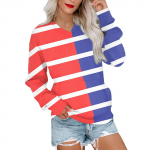 Naiste Vabaaja Mood Triibuline V-kaelusega Pikkade Varrukatega Higipusa Kerge Pullover Taskutega Higipusa XL must