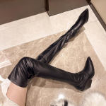 &Uuml;le p&otilde;lve K&otilde;rged saapad Naiste Chelsea kingad K&otilde;rged kontsad Terava ninaga nahk Goth Designer Luksuspumbad Talvine Lumi Botas Mujer 35 must