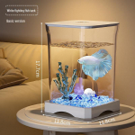 Kompaktne Aquascape-akvaarium valgusega lauaarvuti jaoks &ndash; elegantne disain kuldkala jaoks Specification