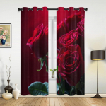 Roosid Roosad Lilled Kaasaegsed esiku kardinad elutuppa K&ouml;&ouml;k Poiss T&uuml;druk Magamistoa Pikk kardin akendele Cortinas Home Decor 135W x 60H(cm) x1