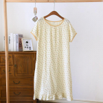 Uus suvine naiste magamiskott 100% puuvillane krepp l&uuml;hikeste varrukatega, suure suurusega lahtine seelik armas &otilde;huke kodukleit &ouml;&ouml;s&auml;rk M