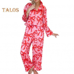 2 tk/komplekt valentinip&auml;eva pidžaamad, vibutr&uuml;kis, n&ouml;&ouml;pidega pikkade varrukatega s&auml;rk elastne v&ouml;&ouml;koht laia s&auml;&auml;rega p&uuml;ksid kodur&otilde;ivad vabaaja varustus kevadised magamisriided S roosa punane v&auml;rv