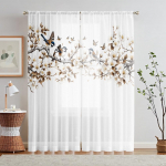 2 tk HD digitaalne karri v&auml;rvi lilled linnud m&auml;ngivad kevadine pilt tr&uuml;kitud aknav&otilde;rk Kodu kaunistamine Stiil Kaunistamine Elutuba W52H63inchW132H160cm