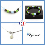 Pierres et Min&eacute;raux. Parure Bracelet Collier Perles Aigue-Marine + Oeil de Tigre + Taille personnalisable.