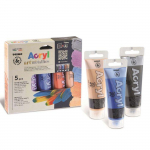 5 tubes de peinture acrylique m&eacute;tallis&eacute;e