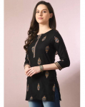 Naiste Tr&uuml;kitud Viskoos A-l&otilde;ikeline Kurta Peokleidid Disainer India Pakistani Kurti Top Kleit XS must