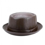 Uus Mood Meeste Must Nahast Trilby K&uuml;bar Meeste Fedora M&uuml;ts Retro Naiste S&uuml;gis Br&auml;nd Porkpie M&uuml;tsid Meeste Vintage Dž&auml;ssk&uuml;barad 56-58cm pruun