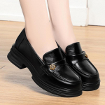 Naiste mokassiinid Korea stiilis mitmek&uuml;lgsed peales&otilde;idetavad paksu kontsaga pehmest nahast pandlaga moekad &uuml;ksikud kingad 36 must