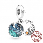 Kaheosaline mustriliste ripatsite komplekt 925 Sterling Silver Fit Original K&auml;ev&otilde;ru Christmas Fox Charm Bead Diy Ehted Kingitus