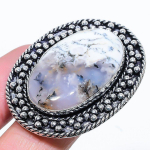Dendrite Opal Handmade 925 Sterling Silver Jewelry Ring Size 6 w9k36