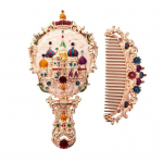 Vintage Kokkupandav K&auml;sipeegel Nikerdatud Kammiga Kaasaskantav Reisi Pika K&auml;epidemega Metallist Meigipeegel Naiste Dekoratiivne K&auml;eshoitav Lauapeegel G