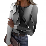 Naiste ja talvine &otilde;huke alumine T-s&auml;rk, moodne vabaaja gradienttr&uuml;kiga &uuml;mara kaelusega pullover, pikkade varrukatega top L