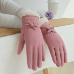 Naiste soojad kindad &otilde;ues s&otilde;itmiseks Driving Bow Plus fliiskindad k&uuml;lma ilma jaoks One size roosa