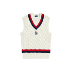 Polo Ralph Lauren SS24 Griffin Muster Triibuline V-kaelusega Kampsunvest Meeste Vestid Pesta-Valge MNPOSWE1CM20100-100 S white