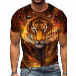 Meeste T-s&auml;rk Tiger 3D Prindiga T-s&auml;rk Harajuku suvine T-s&auml;rk O kaelusega Lightning Leopard mustriga l&uuml;hikeste varrukatega &uuml;lisuured riided S