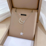 Uus Lihtne Kuu T&auml;hega Ripatsiga Choker Kaelakee Lihtne Kuldse V&auml;rvi Sulamist Amulett Kett Collares Kaelakee Naistele Peoehted