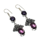 African Amethyst Gemstone Handmade Drop Dangle Jewelry Earrings 2.50 u3h26