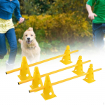 Koerte agility h&uuml;ppetakistuste koonuste komplekt ja latt treeningh&uuml;peteks jalgpall 23CM