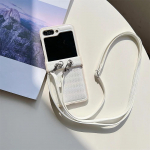 Paela ristkeha punutud nahast telefoni&uuml;mbris Samsung Galaxy Z Flip 6 5 4 3 Flip6 Flip5 Flip4 Flip3 5G jaoks, kaitse&uuml;mbris For Galaxy Z Flip3 valge