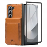 Terasest Kile Rahakoti Kaardid Solt Hoidik Alus Telefoni&uuml;mbris Samsung Galaxy Z Fold 7 6 5 4 3 Fold7 Fold6 Fold5 Kukkumiskaitse Kate Galaxy Z Fold7 pruun