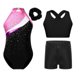 T&uuml;drukute Rhinestone V&otilde;imlemiskost&uuml;&uuml;mi Komplekt Varrukateta Leotard Vest L&uuml;hikesed P&uuml;ksid V&ouml;&ouml; ja Peapael 5-6 Years punane