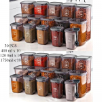 &Otilde;hukindlad toidu s&auml;ilitusn&otilde;ude komplektid &ndash; L&auml;bipaistvad BPA-vabad sahvri organiseerijad, Virnastatavad lekkekindlad suupistepurgid k&ouml;&ouml;ki 30pcs=400+1200+1750ml