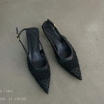 Moodne Bailamos T&auml;iesti Uued Naiste Sandaalid Moodsad Terava Ninaga Madalad Slip-On Kleidi Muulad Kingad &Otilde;hukese Madala Kontsaga Slingback Sandaal 35 must