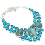 Akvamariin, Sinine Topaas V&auml;&auml;riskivi 925 Sterlingh&otilde;be Ehted Kaelakee 18