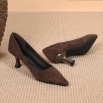 Moodsad elegantsed naiste sametkingad terava ninaga l&uuml;hikesed k&otilde;rged kontsad OL kingad &otilde;hukese kontsaga tacones de mujer madala suuga chaussures femme 2025 35 kohv