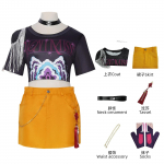 Laste Rumi Zoey Mira Cosplay KPop Deemonik&uuml;tid Kost&uuml;&uuml;m Naiste T&uuml;drukute Must Kuldne &Uuml;likond Saja Poiste Halloweeni Rollim&auml;ngu Riided 110&Other