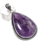 Natural Sage Amethyst Gemstone 925 Sterling Silver Jewelry Pendant 2.25 v8c15