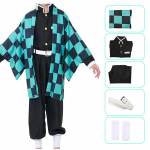 Anime Demon Slayer Kamado Tanjirou Cosplay Kost&uuml;&uuml;m Kimetsu No Yaiba Multikakost&uuml;&uuml;m R&otilde;ivad Parukad Halloweeni jaoks Lastele T&auml;iskasvanutele CosParty as the picture-110&Cos