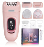 5-in-1 Elektriline Epilaator Naistele, USB Laetav Karvaeemaldus Pardel Kehale, N&auml;ole, Bikiinipiirkonnale, Kaasaskantav M&auml;rg-Kuiv IPX7 Veekindel Raseerija roosa