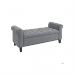 Polsterdatud pink - HOMCOM - 126x48,5x47 cm - Hall - Maksimaalne koormus. 120 kg - Peidetud hoiustamine hall
